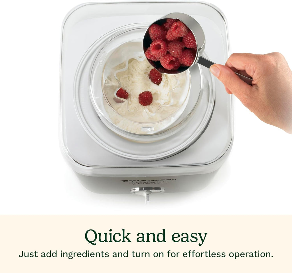 Ice Cream Maker Machine, Fully Automatic, Stainless Steel, 2 qt | ICE30BCP1, ice cream machine & frozen yogurt machine with mix-in spout, 2x insulated bowl, & recipe book for custom treats