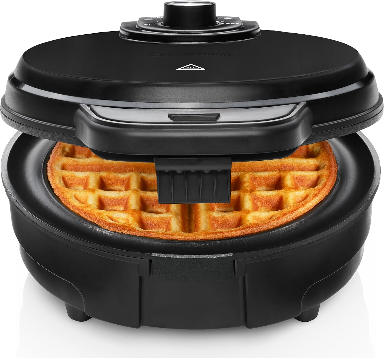 Rotating Belgian Waffle Maker, 180° Flip Iron w/ Non-Stick Plates, Adjustable Timer, Locking Lid, & Drip Plate, Space Saving Storage, Mess-Free Breakfast, Stainless Steel/Black