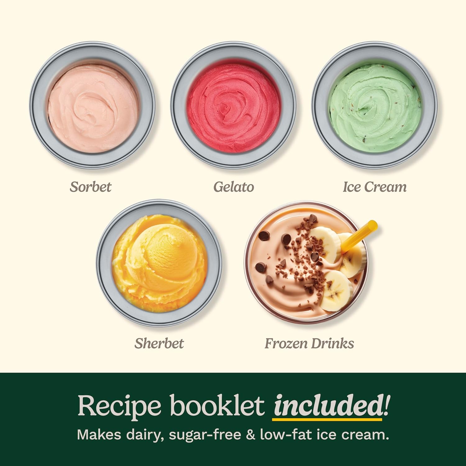 Ice Cream Maker Machine, Fully Automatic, Stainless Steel, 2 qt | ICE30BCP1, ice cream machine & frozen yogurt machine with mix-in spout, 2x insulated bowl, & recipe book for custom treats